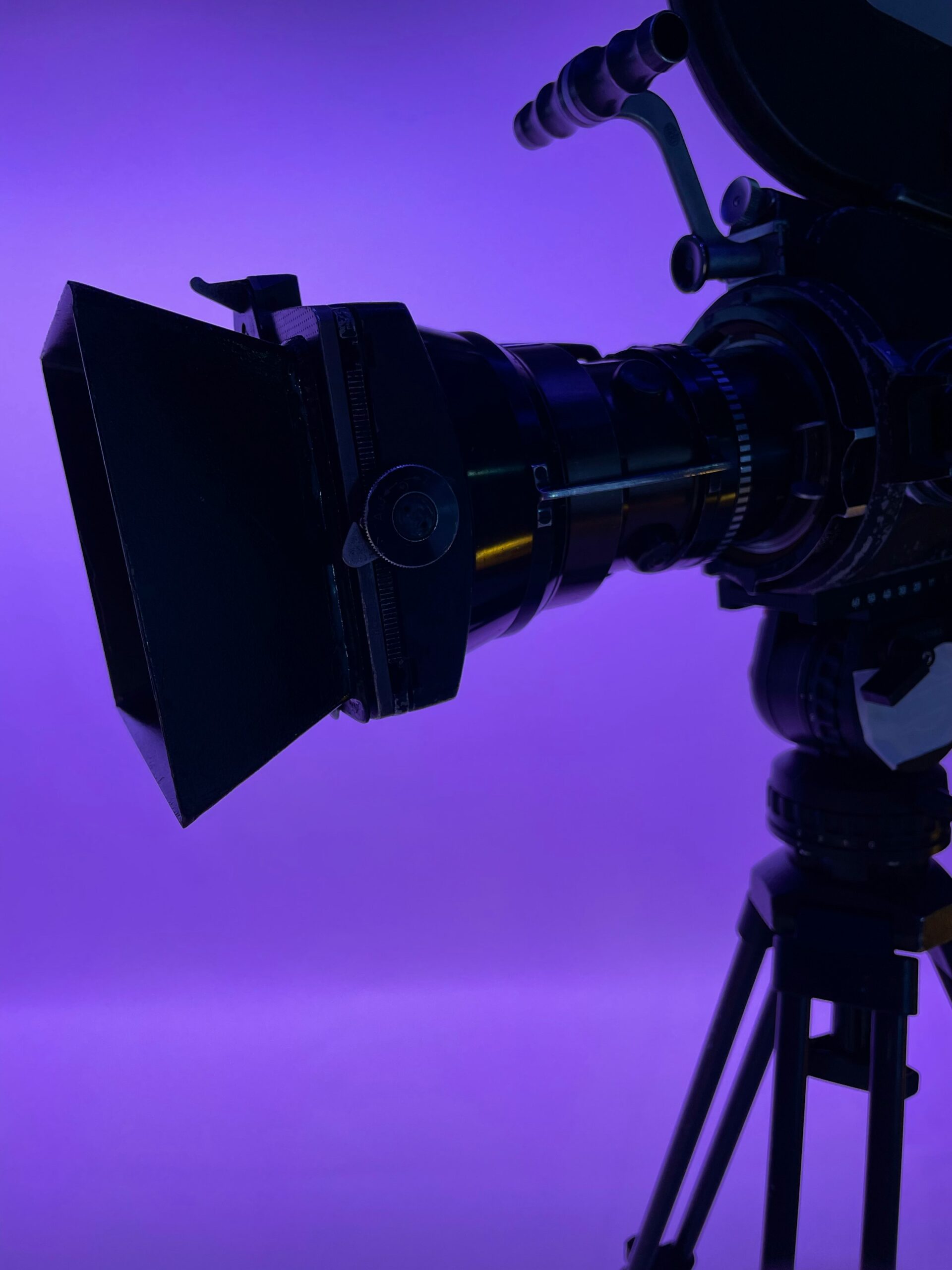 Professional video camera on a tripod.