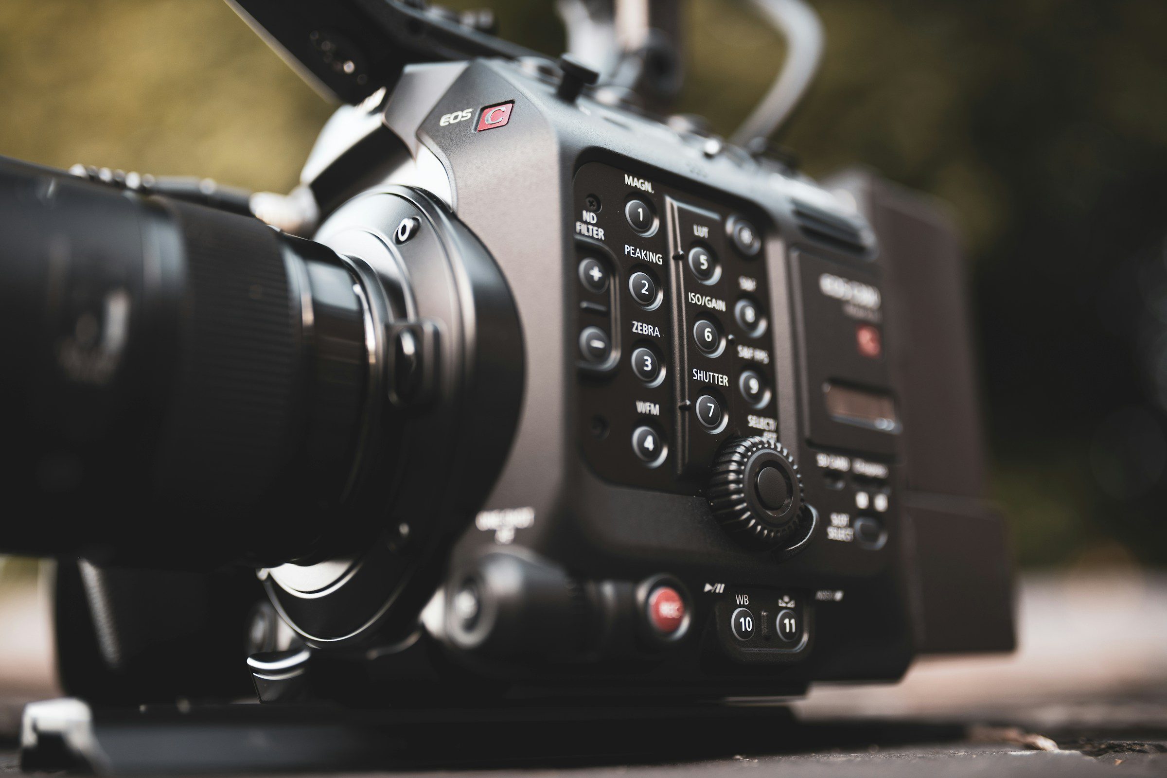 Close-up of a camera's control panel.