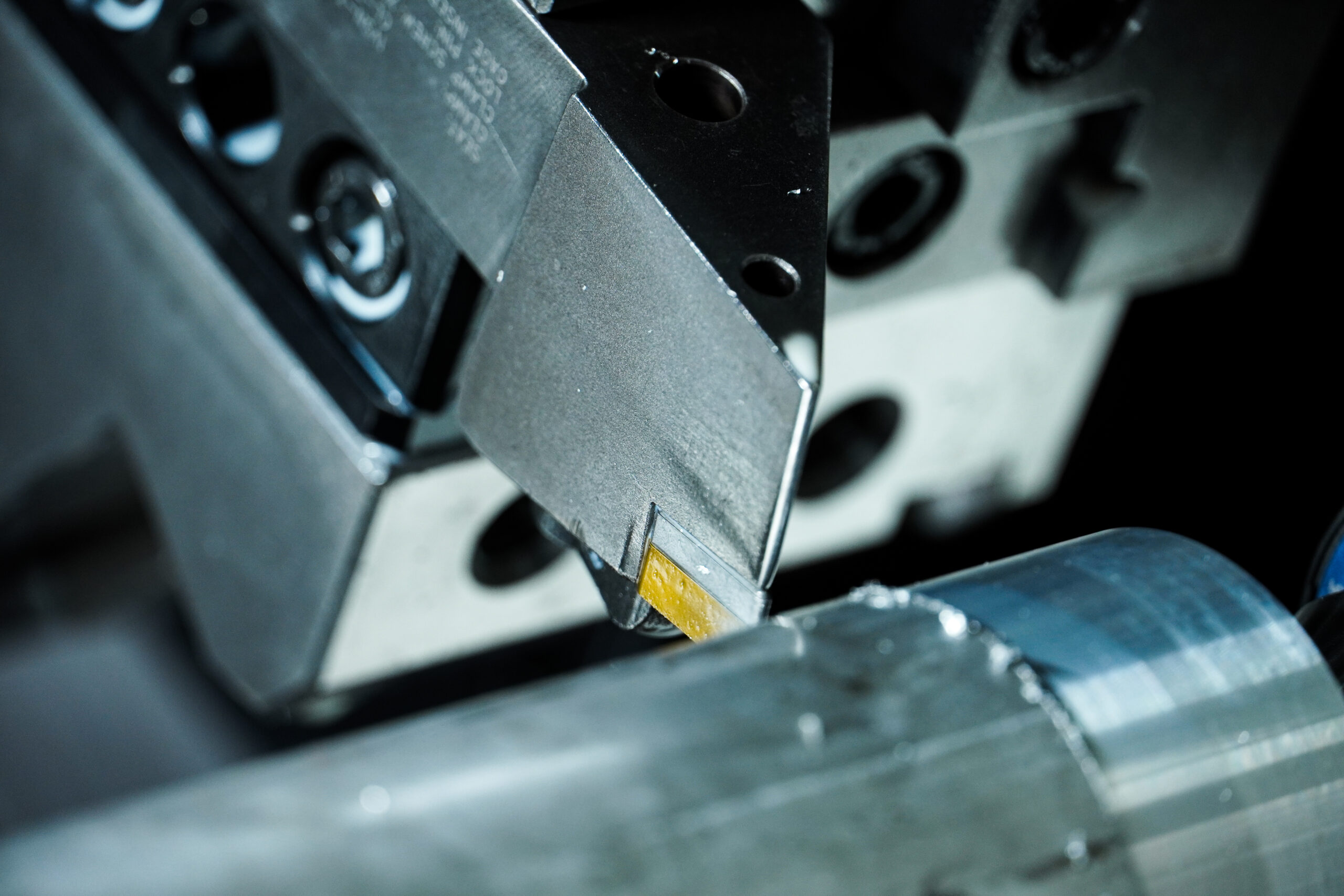 lathe cutting a piece of metal