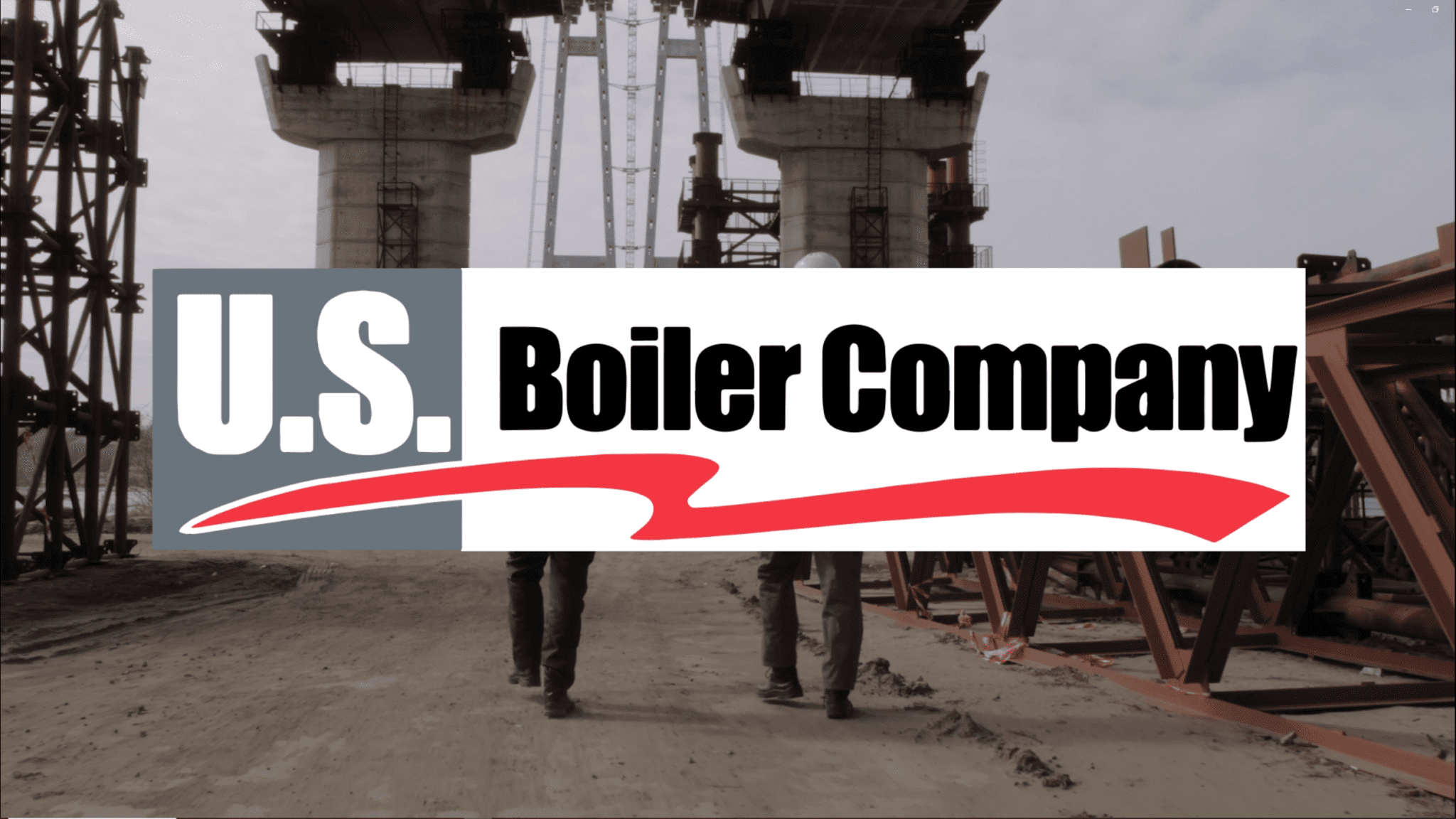 U.S. Boiler company logo on a construction background